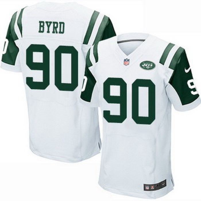 Men's New York Jets #90 Dennis Byrd White Road NFL Nike Elite Jersey