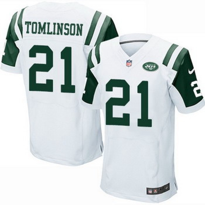 Men's New York Jets #21 LaDainian Tomlinson White Road NFL Nike Elite Jersey