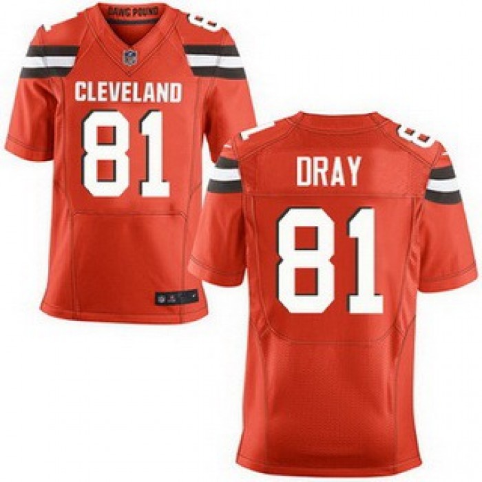 Men's Cleveland Browns #81 Jim Dray Orange Alternate 2015 NFL Nike Elite Jersey