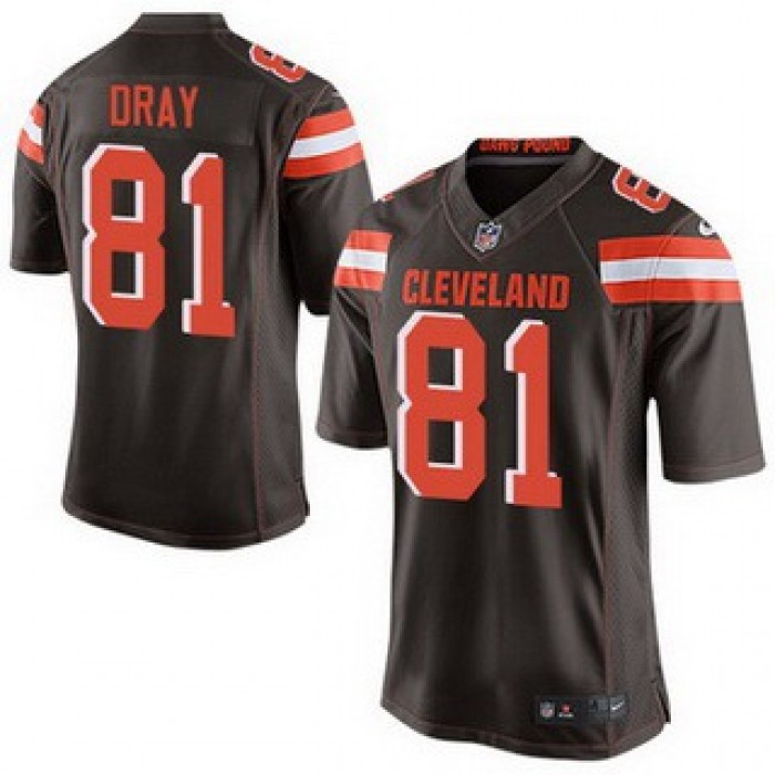Men's Cleveland Browns #81 Jim Dray Brown Team Color 2015 NFL Nike Elite Jersey