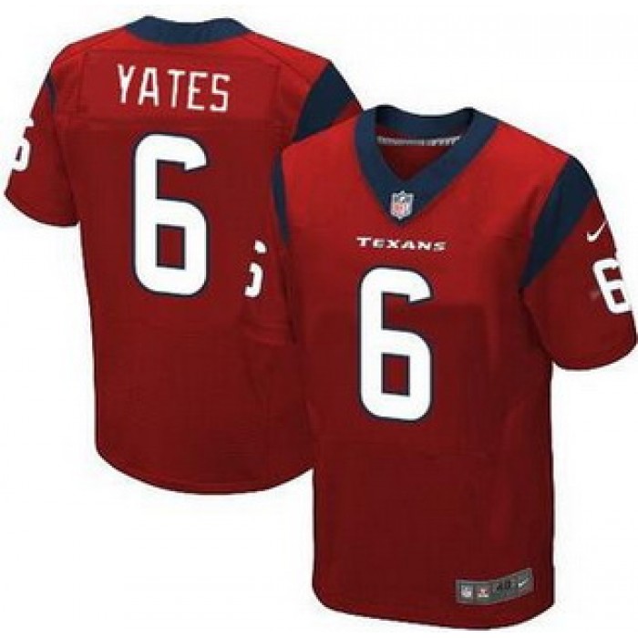 Men's Houston Texans #6 T. J. Yates Red Alternate NFL Nike Elite Jersey