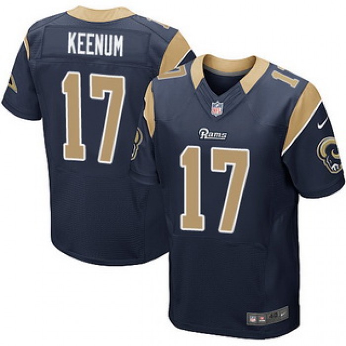 Men's St. Louis Rams #17 Case Keenum Navy Blue Team Color NFL Nike Elite Jersey
