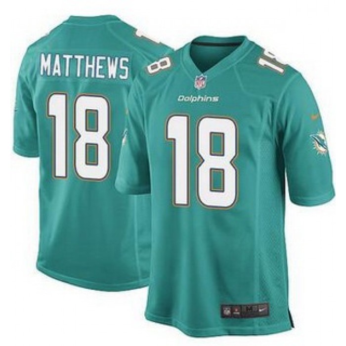 Men's Miami Dolphins #18 Rishard Matthews Aqua Green Team Color NFL Nike Elite Jersey