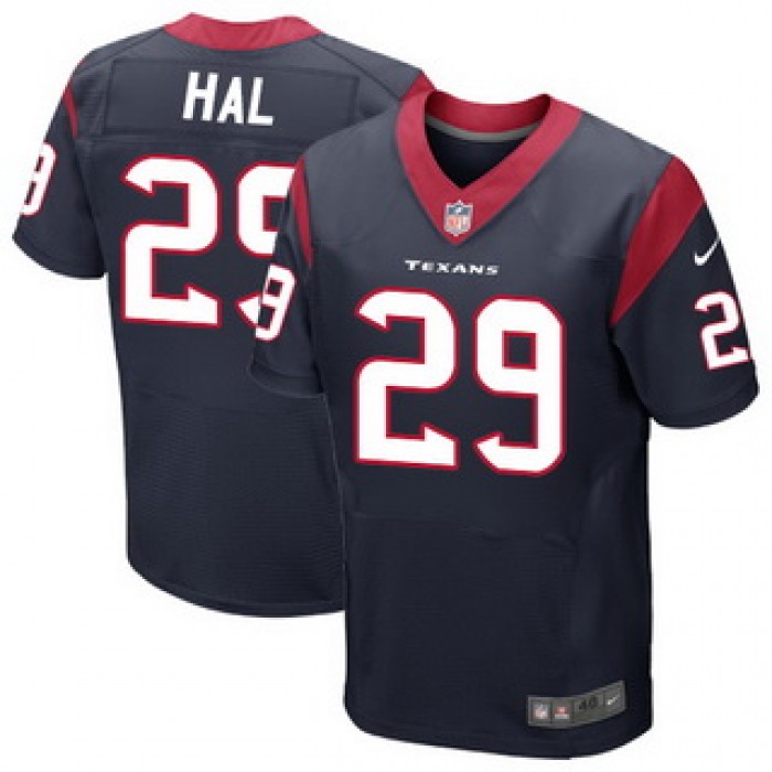 Men's Houston Texans #29 Andre Hal Navy Blue Team Color NFL Nike Elite Jersey