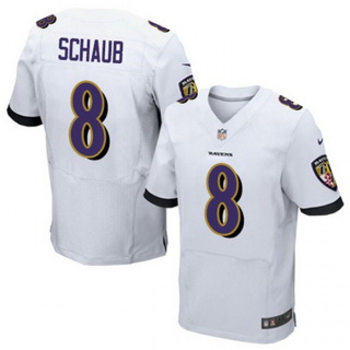 Men's Baltimore Ravens #8 Matt Schaub White Road NFL Nike Elite Jersey