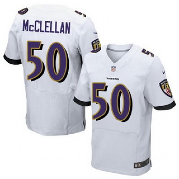Men's Baltimore Ravens #50 Albert McClellan White Road NFL Nike Elite Jersey