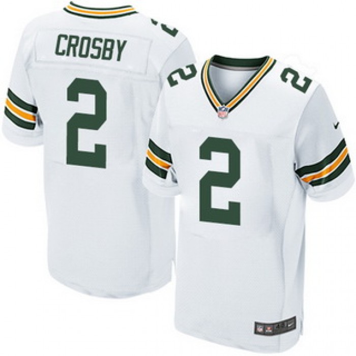 Men's Green Bay Packers #2 Mason Crosby White Road NFL Nike Elite Jersey