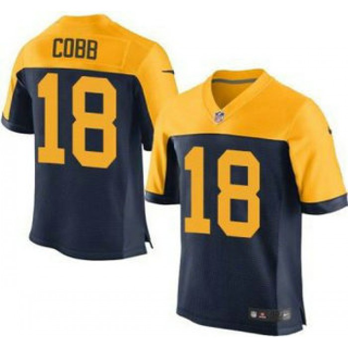 Green Bay Packers #18 Randall Cobb Navy Blue With Gold NFL Nike Elite Jersey