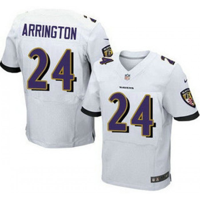 Baltimore Ravens #24 Kyle Arrington White Road NFL Nike Elite Jersey