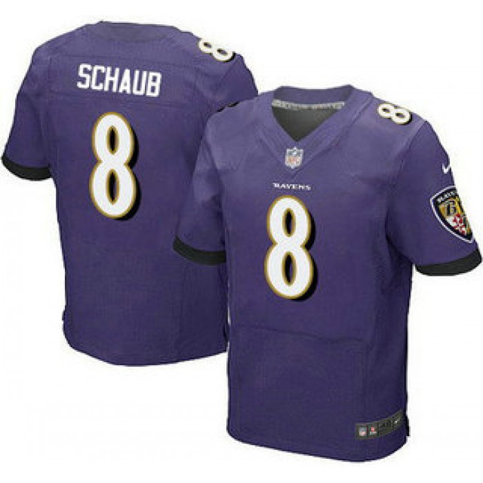 Baltimore Ravens #8 Matt Schaub Purple Team Color NFL Nike Elite Jersey