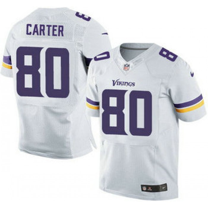 Minnesota Vikings #80 Cris Carter White Road NFL Nike Elite Jersey
