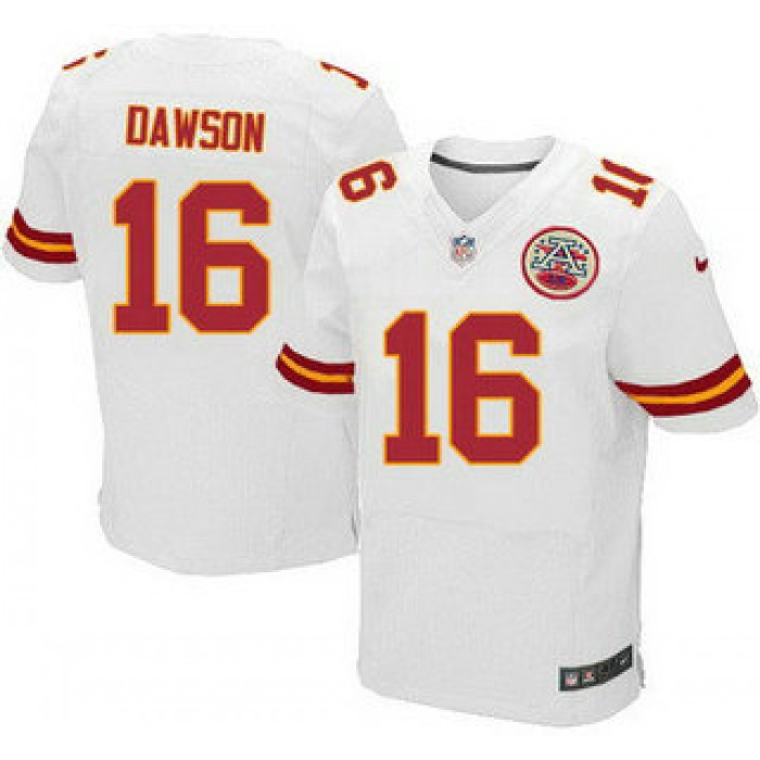 Men's Kansas City Chiefs #16 Len Dawson White Road NFL Nike Elite Jersey