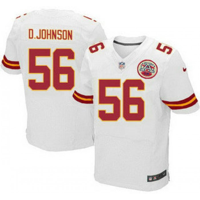 Men's Kansas City Chiefs #56 Derrick Johnson White Road NFL Nike Elite Jersey