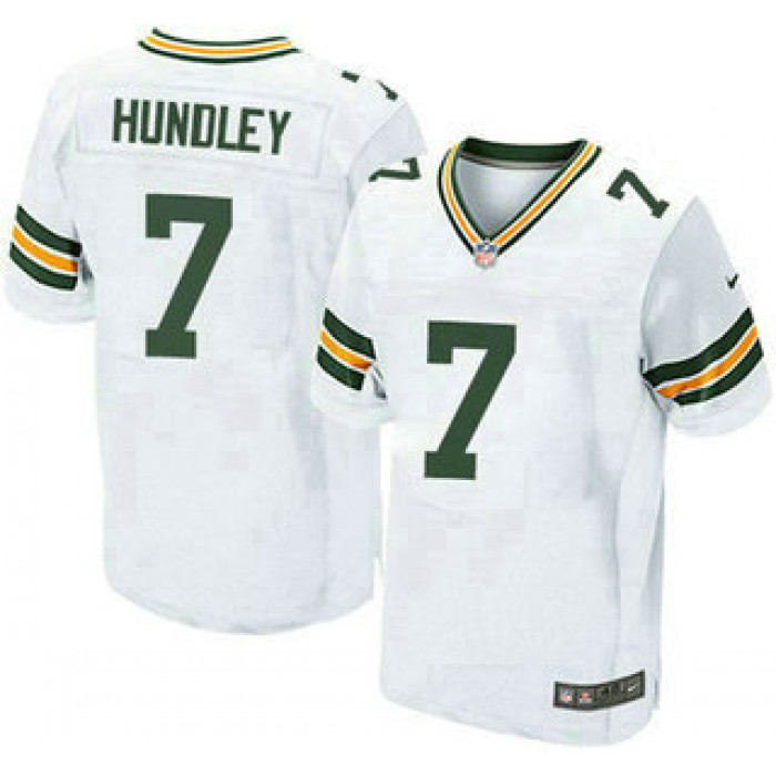Men's Green Bay Packers #7 Brett Hundley Away White Road Stitched NFL Nike Elite Jersey
