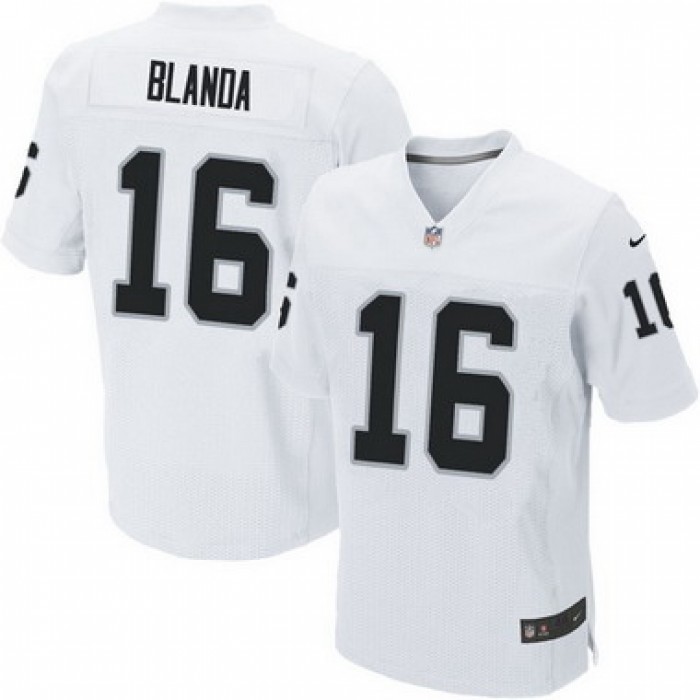 Men's Oakland Raiders #16 George Blanda White Retired Player NFL Nike Elite Jersey