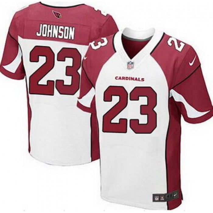 Men's Arizona Cardinals #23 Chris Johnson White Road NFL Nike Elite Jersey