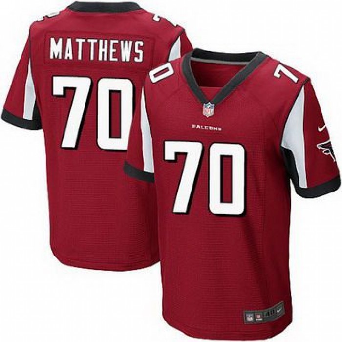 Men's Atlanta Falcons #70 Jake Matthews Red Team Color NFL Nike Elite Jersey