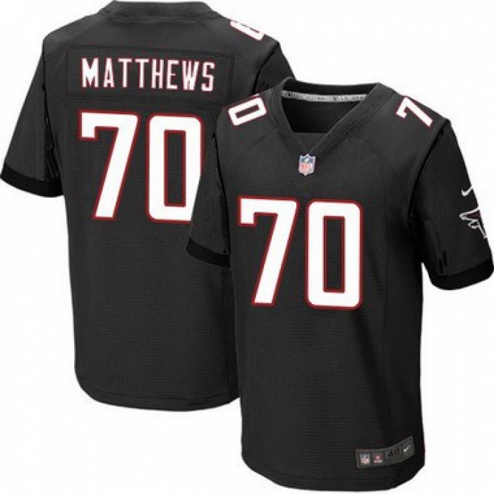 Men's Atlanta Falcons #70 Jake Matthews Black Alternate NFL Nike Elite Jersey