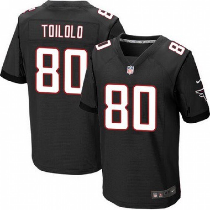 Men's Atlanta Falcons #80 Levine Toilolo Black Alternate NFL Nike Elite Jersey