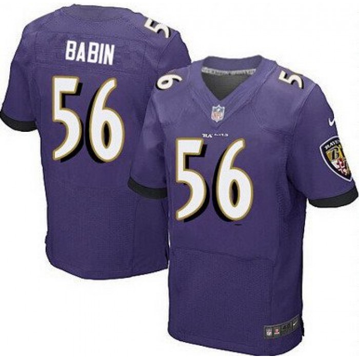 Men's Baltimore Ravens #56 Jason Babin Purple Team Color NFL Nike Elite Jersey