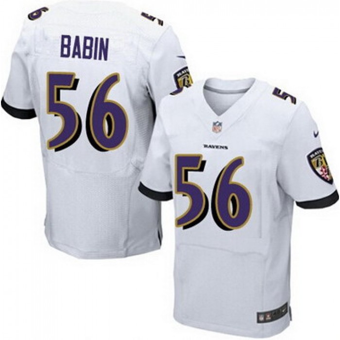 Men's Baltimore Ravens #56 Jason Babin White Road NFL Nike Elite Jersey