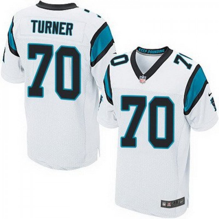 Men's Carolina Panthers #70 Trai Turner White Road NFL Nike Elite Jersey