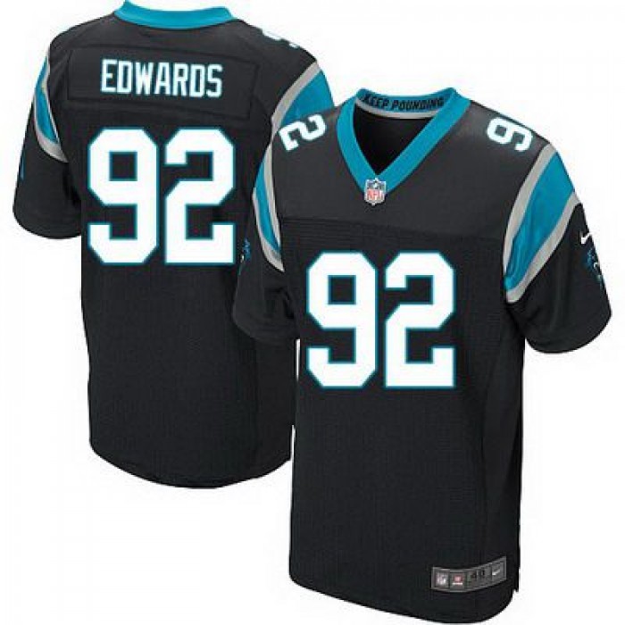 Men's Carolina Panthers #92 Dwan Edwards Black Team Color NFL Nike Elite Jersey