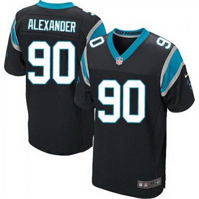 Men's Carolina Panthers #90 Frank Alexander Black Team Color NFL Nike Elite Jersey