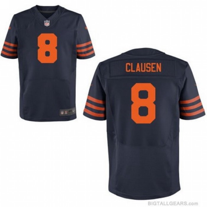 Men's Chicago Bears #8 Jimmy Clausen Navy Blue With Orange Alternate NFL Nike Elite Jersey