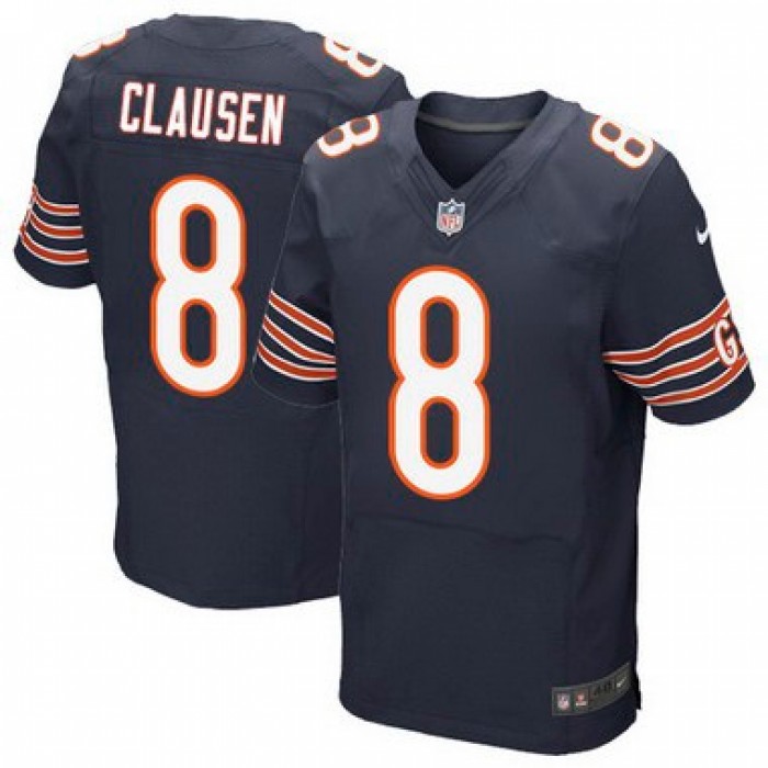 Men's Chicago Bears #8 Jimmy Clausen Navy Blue Team Color NFL Nike Elite Jersey