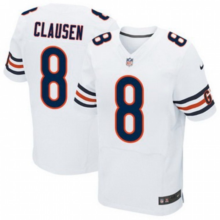 Men's Chicago Bears #8 Jimmy Clausen White Road NFL Nike Elite Jersey