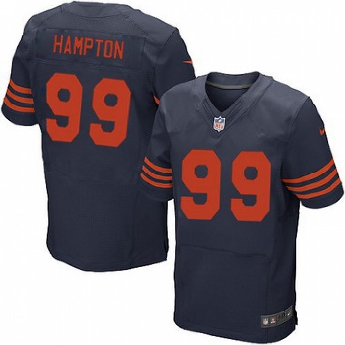 Men's Chicago Bears #99 Dan Hampton Navy Blue With Orange Retired Player NFL Nike Elite Jersey