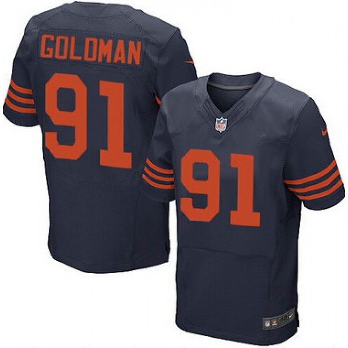Men's Chicago Bears #91 Eddie Goldman Navy Blue With Orange Alternate NFL Nike Elite Jersey