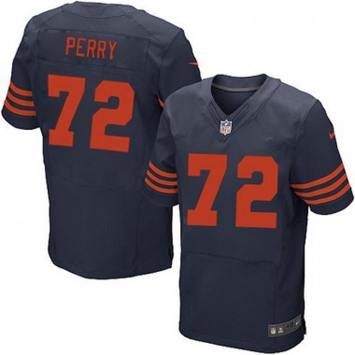 Men's Chicago Bears #72 William Perry Navy Blue With Orange Retired Player NFL Nike Elite Jersey