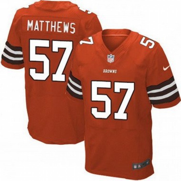 Men's Cleveland Browns #57 Clay Matthews Orange Alternate NFL Nike Elite Jersey