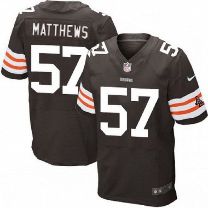Men's Cleveland Browns #57 Clay Matthews Brown Team Color NFL Nike Elite Jersey