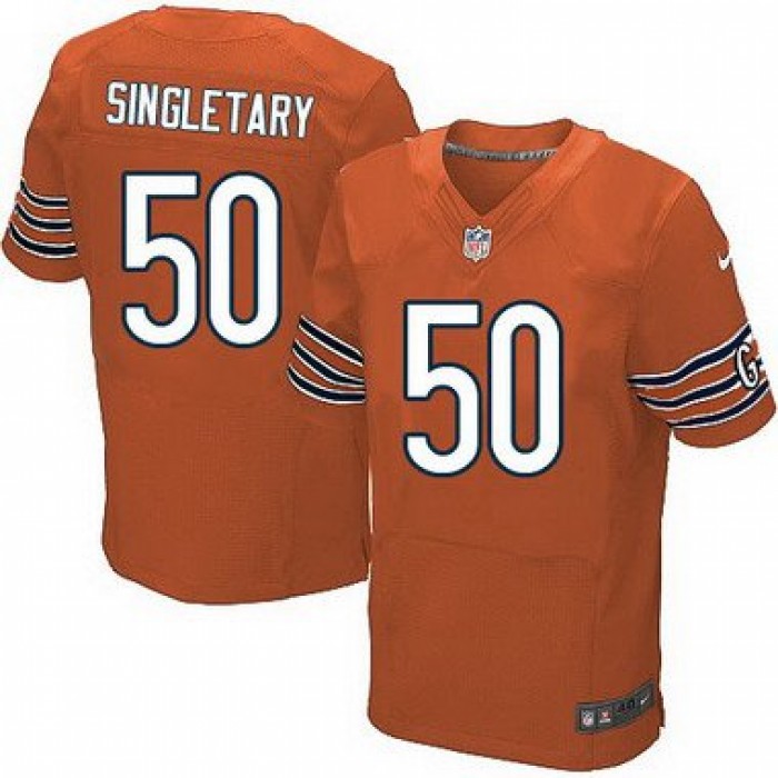 Men's Chicago Bears #50 Mike Singletary Orange Retired Player NFL Nike Elite Jersey