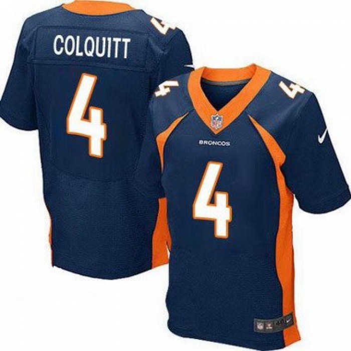Men's Denver Broncos #4 Britton Colquitt Navy Blue Alternate NFL Nike Elite Jersey