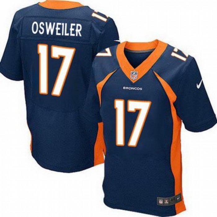 Men's Denver Broncos #17 Brock Osweiler Navy Blue Alternate NFL Nike Elite Jersey