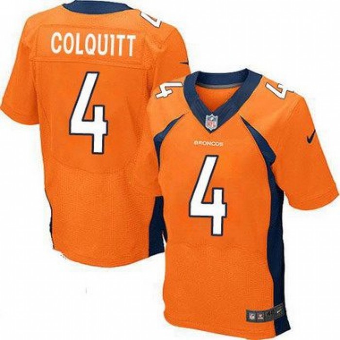 Men's Denver Broncos #4 Britton Colquitt Orange Team Color NFL Nike Elite Jersey
