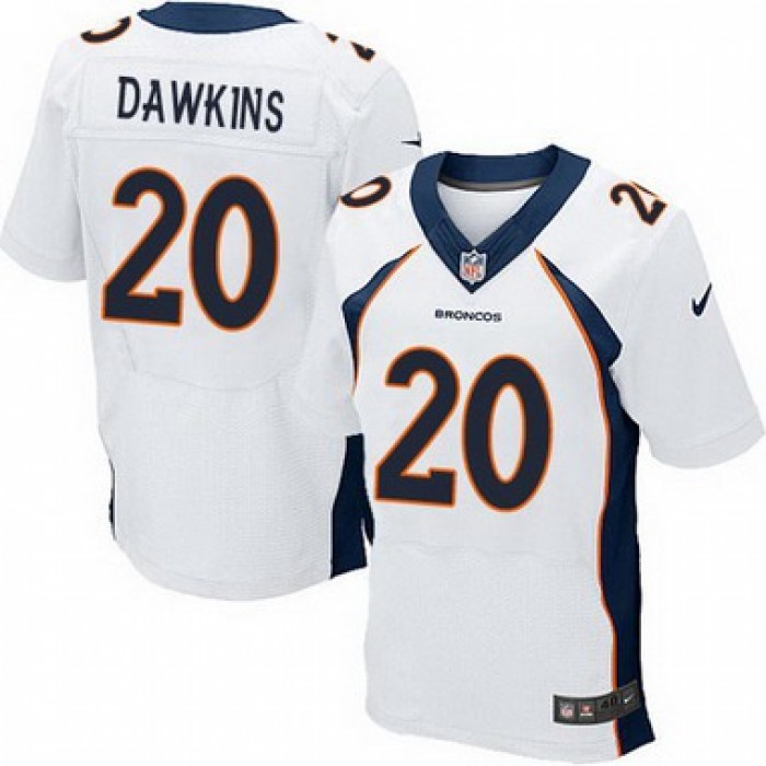 Men's Denver Broncos #20 Brian Dawkins White Retired Player NFL Nike Elite Jersey