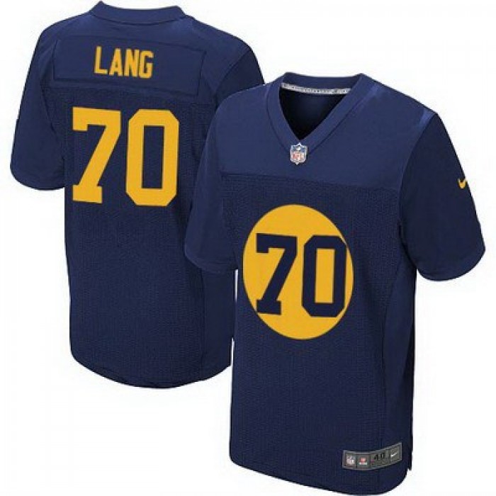 Men's Green Bay Packers #70 T. J. Lang Navy Blue Alternate NFL Nike Elite Jersey