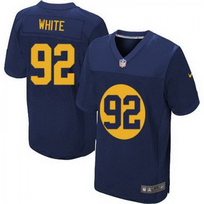 Men's Green Bay Packers #92 Reggie White Navy Blue Alternate NFL Nike Elite Jersey