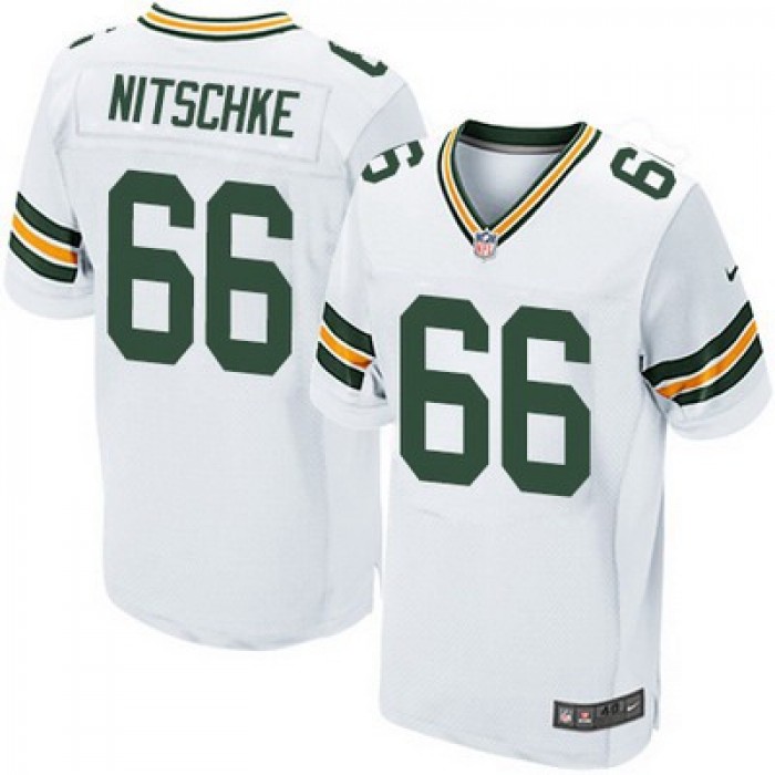 Men's Green Bay Packers #66 Ray Nitschke White Road NFL Nike Elite Jersey