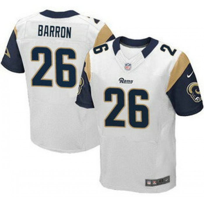 Men's St. Louis Rams #26 Mark Barron White Road NFL Nike Elite Jersey