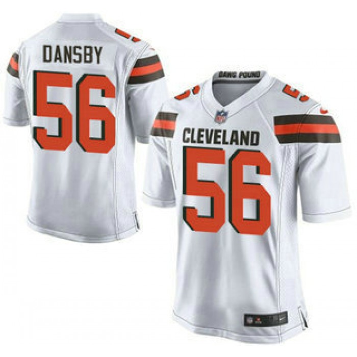 Men's Cleveland Browns Brown #56 Karlos Dansby White Road 2015 NFL Nike Elite Jersey