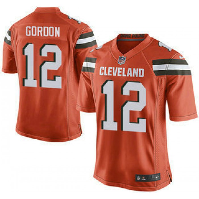 Men's Cleveland Browns Brown #12 Josh Gordon Orange Alternate 2015 NFL Nike Elite Jersey