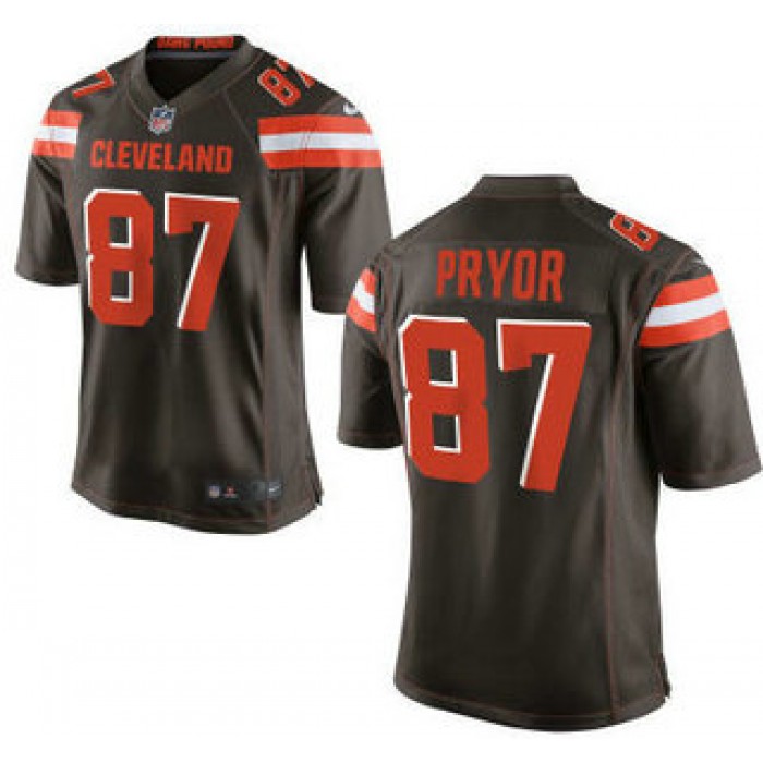 Men's Cleveland Browns Brown #87 Terrelle Pryor Brown Team Color 2015 NFL Nike Elite Jersey