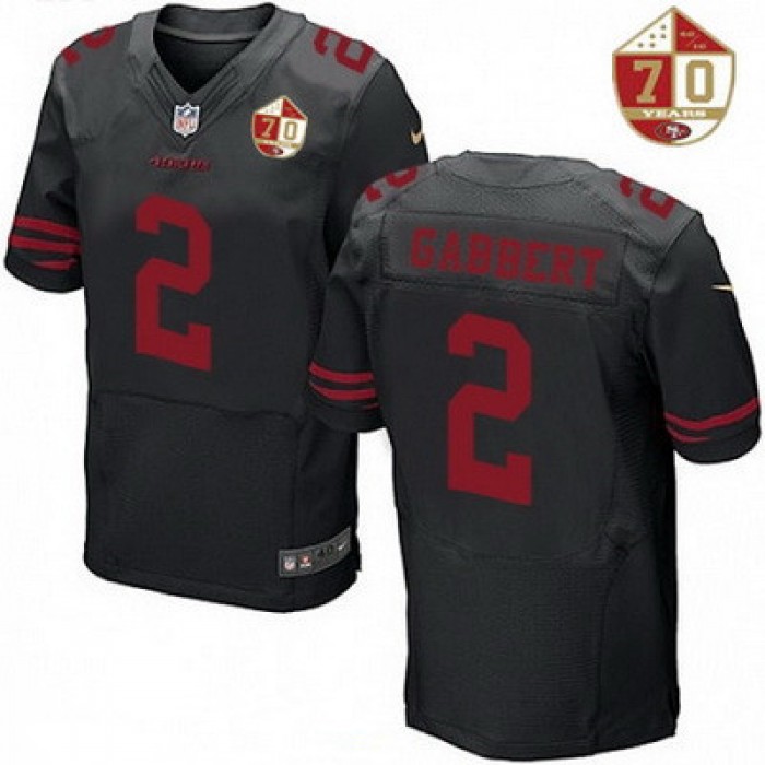 Men's San Francisco 49ers #2 Blaine Gabbert Black Color Rush 70th Anniversary Patch Stitched NFL Nike Elite Jersey