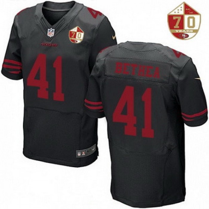 Men's San Francisco 49ers #41 Antoine Bethea Black Color Rush 70th Anniversary Patch Stitched NFL Nike Elite Jersey